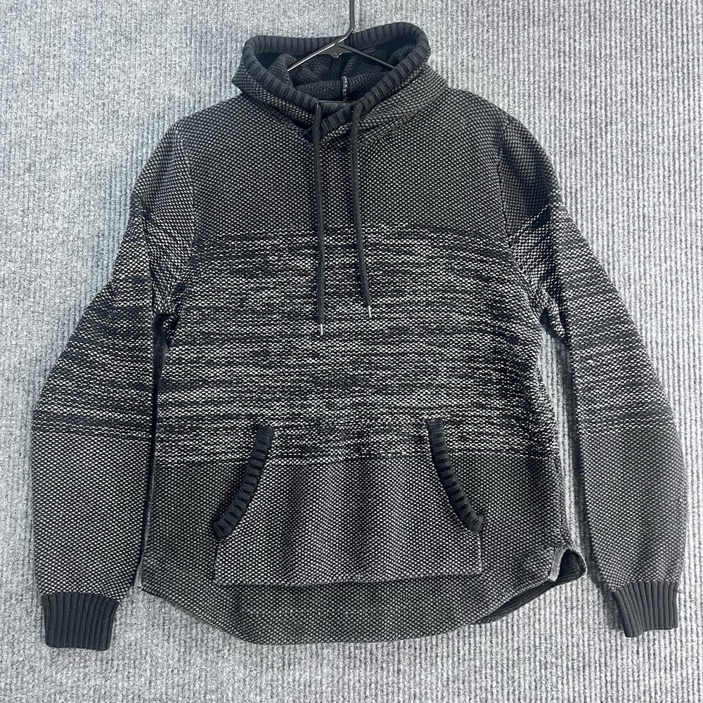 Retrofit Brand Mfg Mens Hoodie Sweater Gray Black Pullover Large RN 63925
